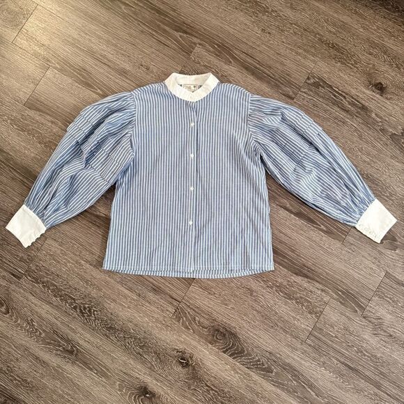 Mille Striped Puff Shoulder Button Up - Picture 1 of 9